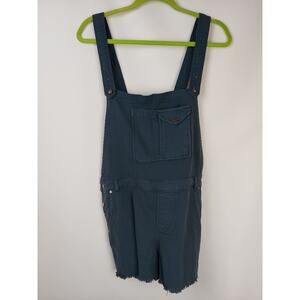 Chaser Women's Blue Green Adjustable Short Cut Off Frayed Short Overalls Sz M